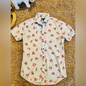 Slim Floral Stretch Dress Shirt - Short Sleeve